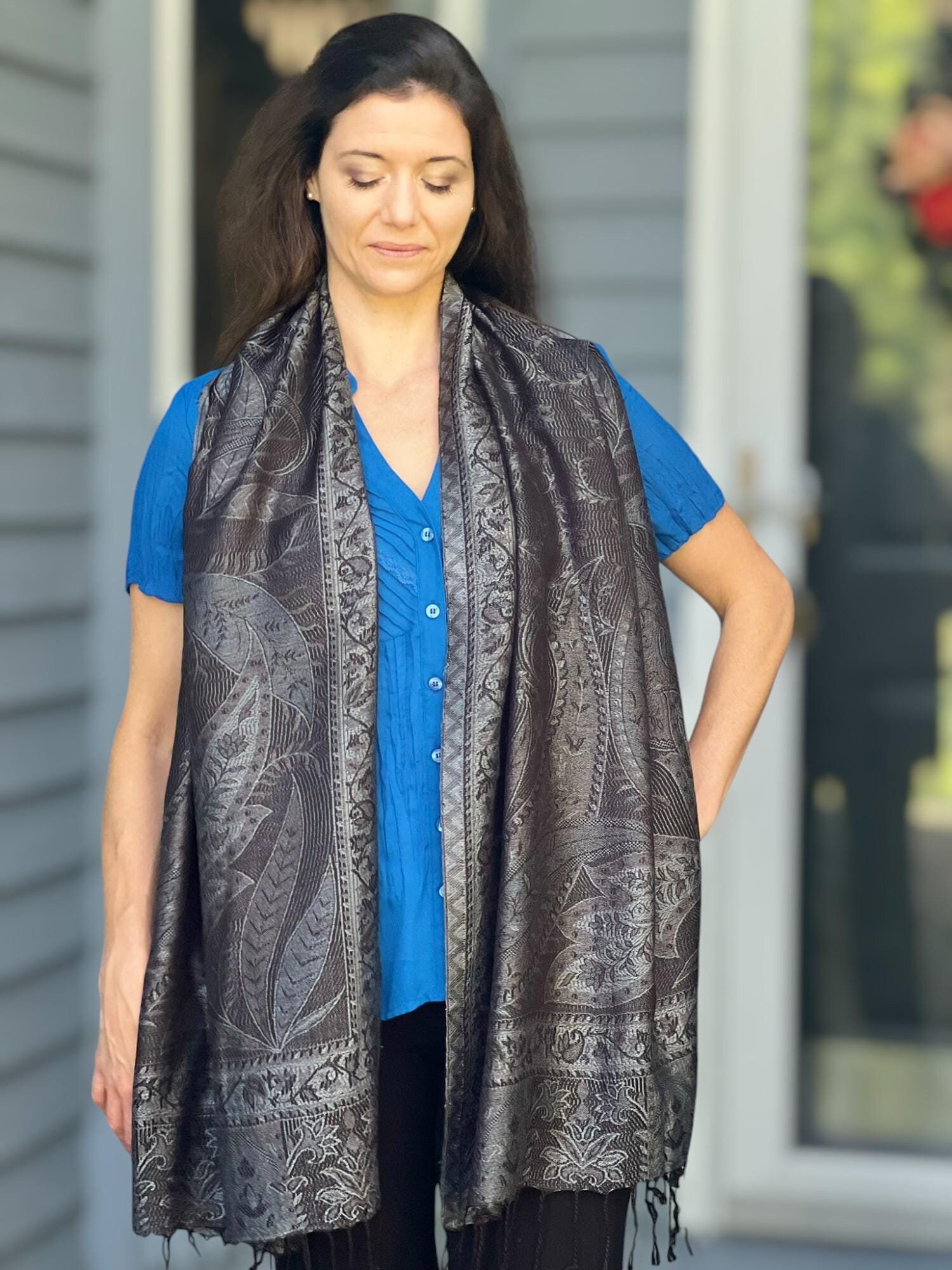 Kashmiri Shawls カシミヤショール ネイビー Kashmiri Shawls カシミヤショール ネイビー