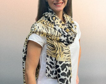 Handmade Silk Scarf: Elegant Fall Colors, Lightweight Shawl