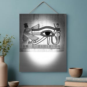Oeil d'Horus Art mural imprimable PDF 8,5 x 11 pouces Symbole de l'Égypte ancienne Décoration spirituelle noir et blanc Téléchargement numérique