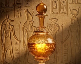 Handmade Egyptian Perfume Bottle  | Vintage Style Oud Bottle | Decorative Arabic Perfume Decanter | Gift Souvenir size : 6” highest