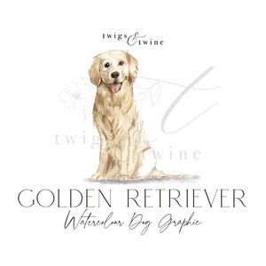 Golden Retriever watercolor dog illustration graphic - Commercial use - with and without drop shadow - transparent background png