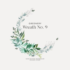Guirlanda de folhagens aquarela número 9 - Eucalipto de casamento - Clipart de folhagens faça você mesmo - Imagens de guirlandas - Papelaria de casamento