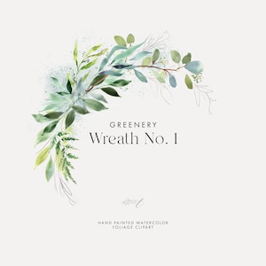 Couronne de verdure aquarelle numéro 1 - Eucalyptus de mariage - Clipart de verdure bricolage - Images de couronne - papeterie de mariage