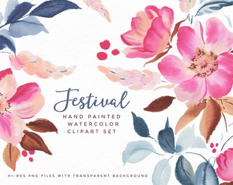 Watercolor Flower Clipart - Festival
