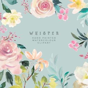 Ręcznie malowane kwiaty Clipart - Whisper - akwarelowe kwiaty. Świetne na zaproszenia ślubne, kartki okolicznościowe, scrapbooking. Użytek komercyjny OK