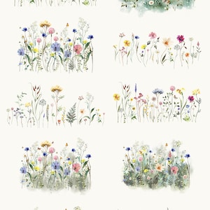 Prairie illustrations de fleurs sauvages à l'aquarelle arrangements prêts à l'emploi usage commercial téléchargement immédiat image 5