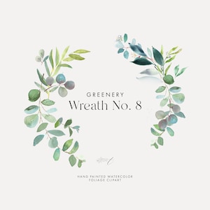 Couronne de verdure aquarelle numéro 8 - Eucalyptus de mariage - Clipart de verdure bricolage - Images de couronne - papeterie de mariage