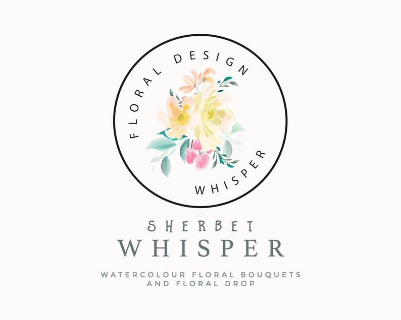 Floral Clipart Set Sherbet Whisper. Six Bouquet Arrangements and 1 Floral Drop image 3