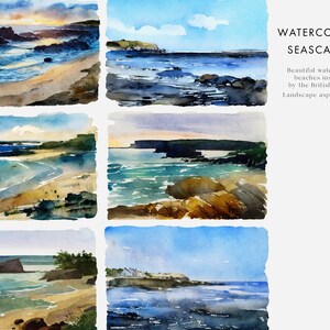 British Coast Watercolor Prints Set - 6 Beautiful Digital Artworks for ...