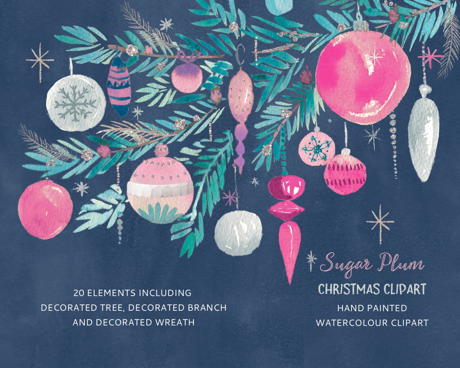 Christmas Clipart Sugar Plum. Holiday Hand Painted - Etsy
