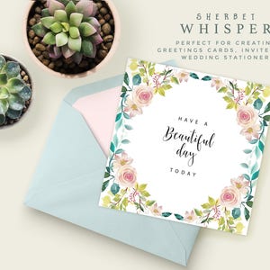 Floral Clipart Set Sherbet Whisper. Six Bouquet Arrangements and 1 Floral Drop image 4