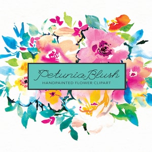 Flower Clipart - Hand-painted Watercolor: Petunia Blush, perfect for wedding invitations, greetings cards, print and more.