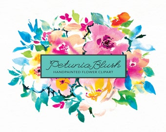 Flower Clipart - Hand-painted Watercolor: Petunia Blush, perfect for wedding invitations, greetings cards, print and more.