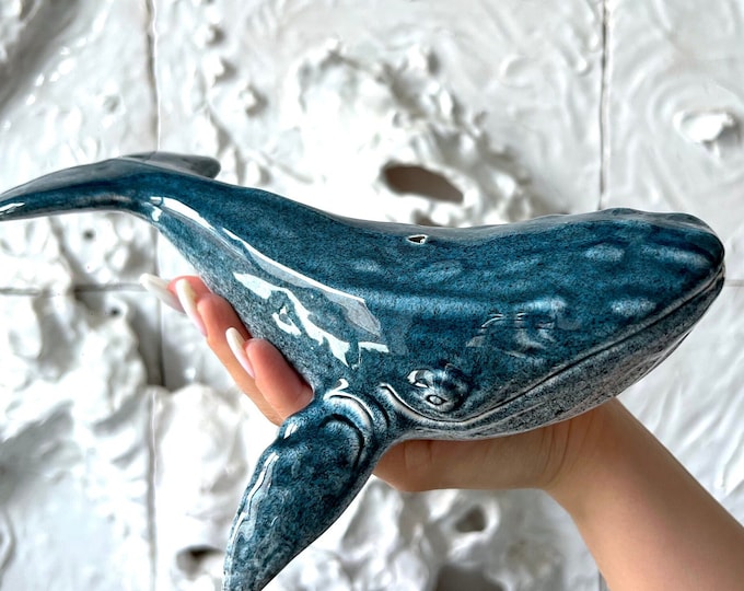 Featured listing image: Humpback Whale Ceramic Sculpture - Perfect Gift for Couples, it symbolizes a spiritual connection and sustainable development of the souls
