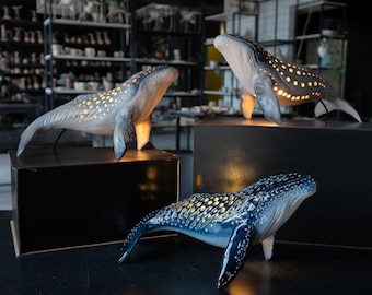 Handmade Ceramic Humpback Whale Lamp: The Perfect Gift for Sea Enthusiasts