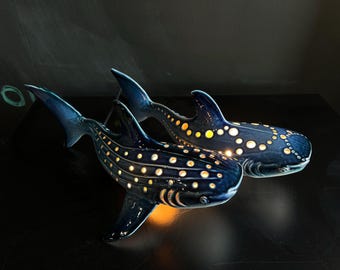 Whaleshark ceramic sculptural lamp - perfect match to the coastal apartments or gift for ocean lovers