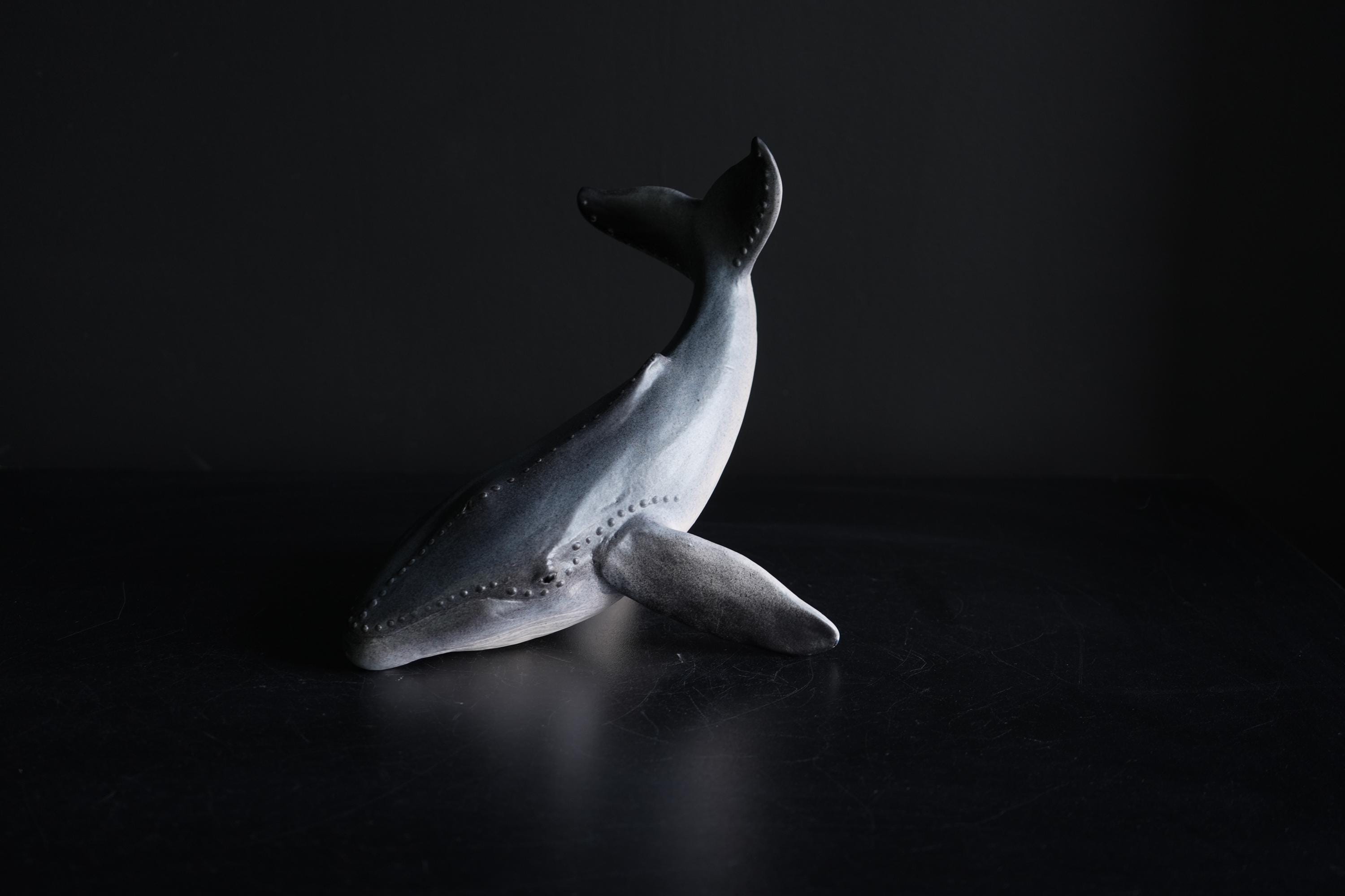 Handmade Baby Humpback Whale Ceramic Figurine: Collectible Home