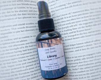 Library Room Spray, Old Books, Wood and Leather, Air Freshener, Handmade Room Spray, Librarian Gift For Him, Bookish Gift, Book Scent