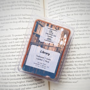 Library Wax Melts, Wood and Leather Scent, Book Wax Melt, Gift for Reader, Gift for Librarian, Gift for Teacher, Bookish Decor, Bibliophile