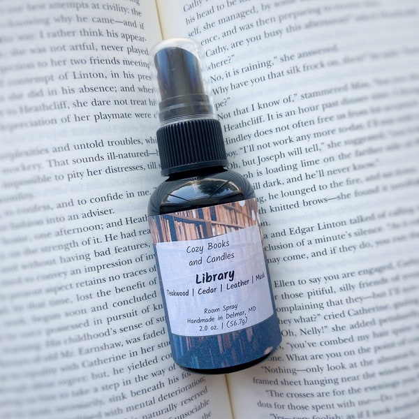 Library Room Spray, Old Books, Wood and Leather, Air Freshener, Handmade Room Spray, Librarian Gift For Him, Bookish Gift, Book Scent