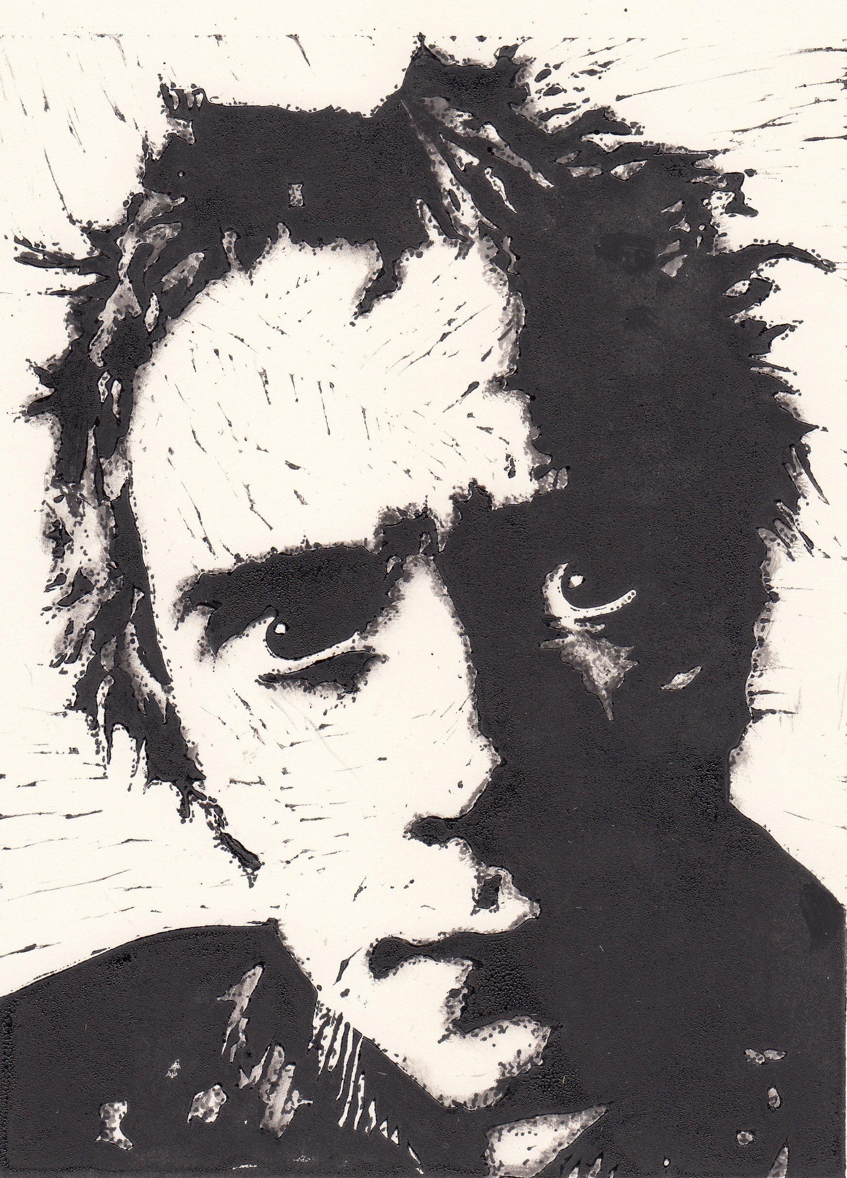 Johnny Rotten (sex Pistols 1977) Lino 15cm X 20cm. Limited Edition