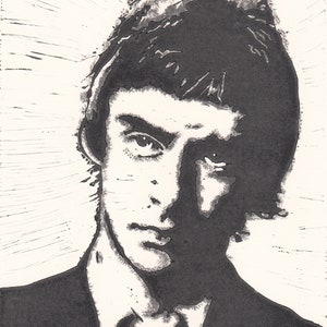 Paul Weller (The Jam) 1977 Lino 15cm x 20cm. Limited run of 30.
