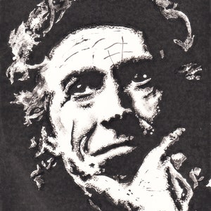 Keith Richards (The Rolling Stones). Lino 15cm x 20cm. Limited run of 30.
