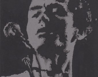 Hugh Cornwell (The Stranglers 1977) Lino 15cm x 20cm. Limitierte Auflage von 30.