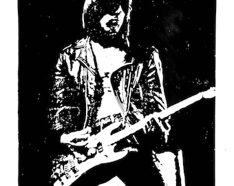 Johnny Ramone (Ramones 1977) Linoldruck A3 Limitiert