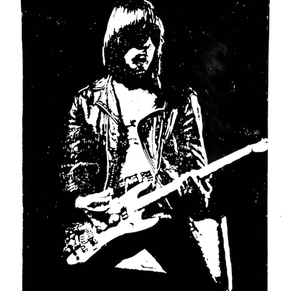 Johnny Ramone (Ramones 1977) Linoprint A3 Limited