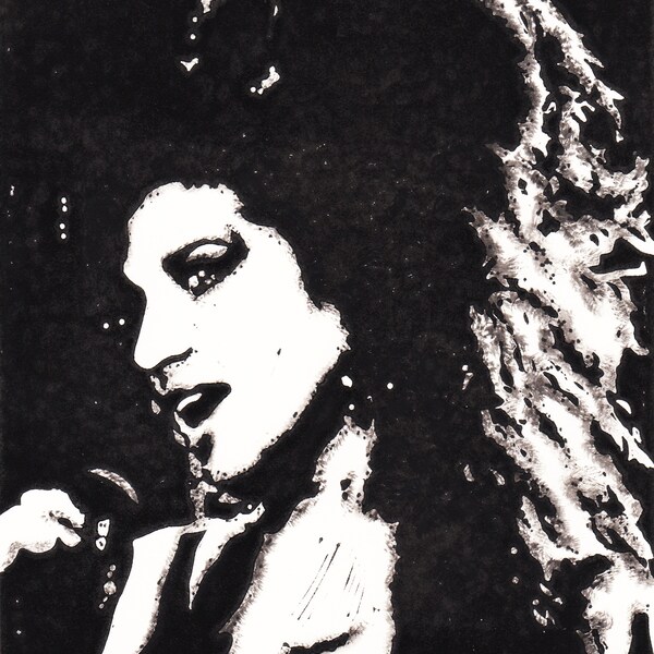 Amy Winehouse Lino Print 15cm x 20cm. Limited run of 30