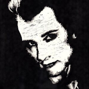 Dave Vanian (The Damned 1985)  Linoprint 15cm x 20cm. Limited Edition of 30.