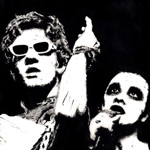 Dave Vanian and Captain Sensible (The Damned 1977)  Linoprint 21cm x 30cm. Limited Edition of 30.