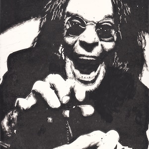 Ozzy Osbourne (Black Sabbath) linoleum 21 cm x 30 cm. Stampa in edizione limitata di 30.