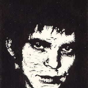 JJ Burnel (The Stranglers 1977) Lino 15cm x 20cm. Limited Edition print of 30.