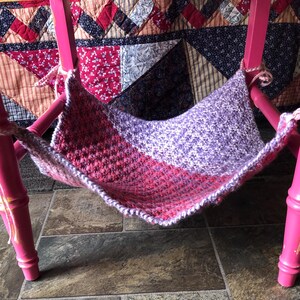 Crocheted Cat Hammock: Green & Rust Under-Chair Pet Bed
