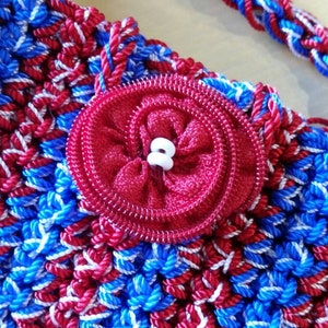 Red White & Blue Stripe Phone Pouch Crochet Stripe Cross Body Bag