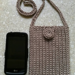 Made to Order Cell Phone Pouch Pocket with loop closure for necklace style, over the shoulder or cross body. Choose color and strap length