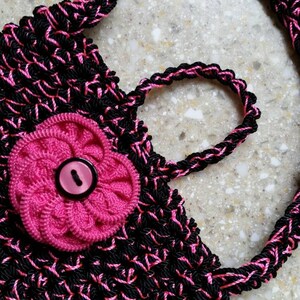 Black Purse Pink Purse Black Phone Pouch Crochet Purse  Black Phone Bag Crochet Bag Black Cell Phone Bag Black Cross Body Bag