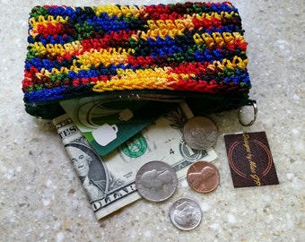 Rainbow Coin Purse Crochet Coin Purse Rainbow Pouch Rainbow Bag Rainbow Purse Red Pouch Blue Pouch Wristlet