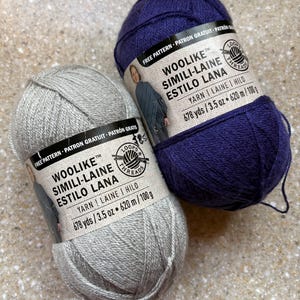 Loops & Threads Discontinued Acrylic/Nylon Blend Super Fine Woolike Yarn Cool Gray or Purple