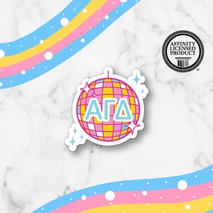 Disco Ball Greek Letters Custom Sorority Vinyl Sticker | Custom Sorority Sticker Greek Letters Sticker Y2K Neon Bid Day Big Little Sticker