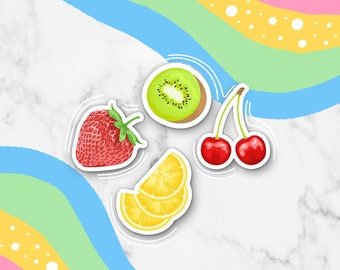 Fresh Fruit Waterproof Vinyl Sticker Pack | Laptop Decal Sticker Small Gift Laptop Sticker Permanent Vinyl Decal Stocking Stuffer Fruit