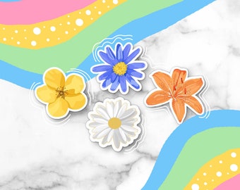 Aesthetic Flowers Waterproof Vinyl Sticker Pack | Laptop Decal Sticker Small Gift Laptop Sticker Permanent Vinyl Decal Stocking Stuffer