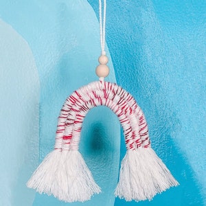 Candy Cane Rainbow Car Charm | Essential Oil Diffuser, Rainbow Car Charm, Macrame Rainbow Ornament, Gifts for her Christmas Stocking Stuffer