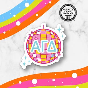 Disco Ball Greek Letters Custom Sorority Vinyl Sticker | Custom Sorority Sticker Greek Letters Sticker Y2K Neon Bid Day Big Little Sticker