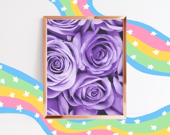 Purple Roses Floral Hand Drawn Art Print | Cute Art Print Cute Wall Decor Art Print Aesthetic Art Print Wall Collage Print Glossy Print Dorm