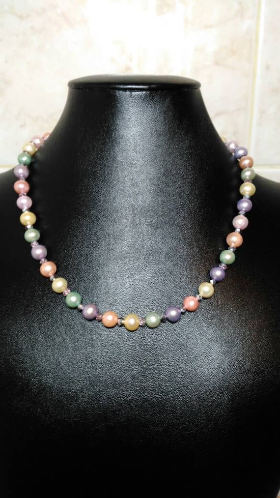 Muticolor freshwater pearl set. Pink, Pistachio, Peacock and Gold
