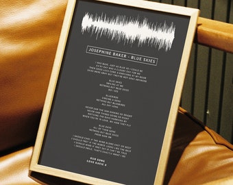 Songtekst Sound Wave Poster gepersonaliseerd elk nummer First Dance Soundwave cadeau voor mannen muziek