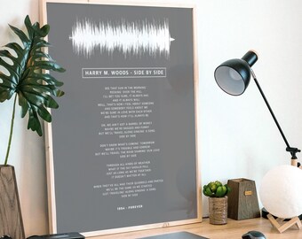 Song lyric wall art - Personalised Music lyrics poster - Our Song Framed - Anniversary Music Gift Wall Art